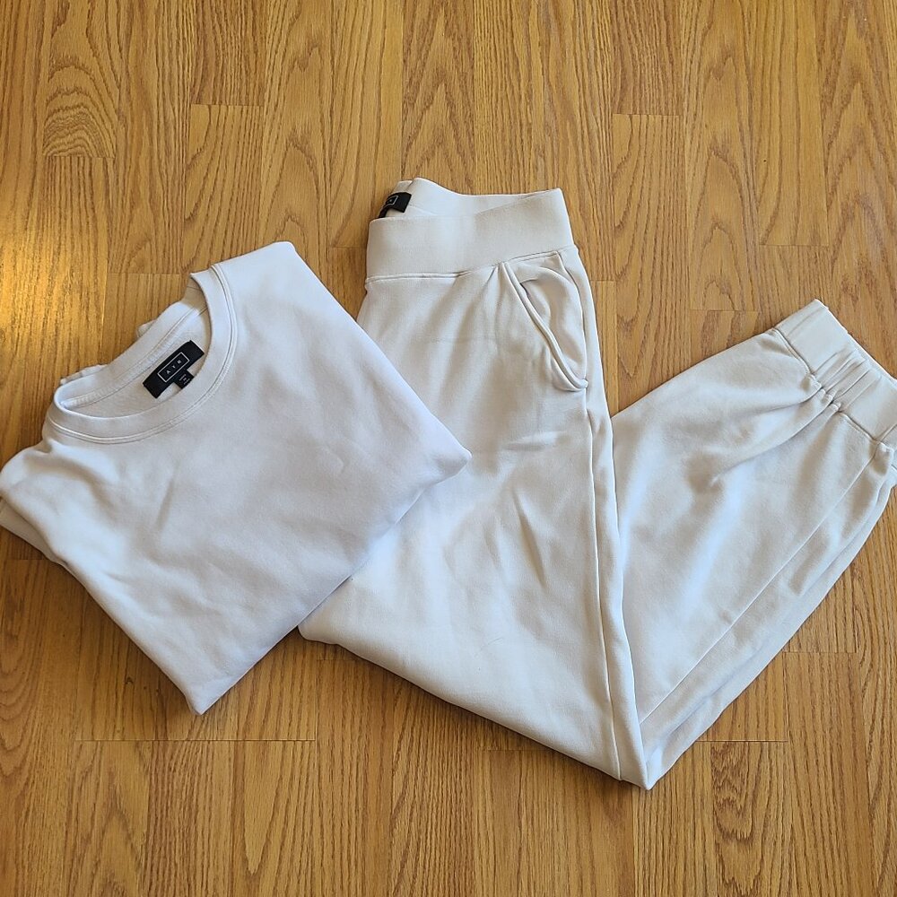 AYR 2pc TRACK SUIT: SOFT STRETCH PIMA KNIT SWEATSHIRT & JOGGER PANTS sz S